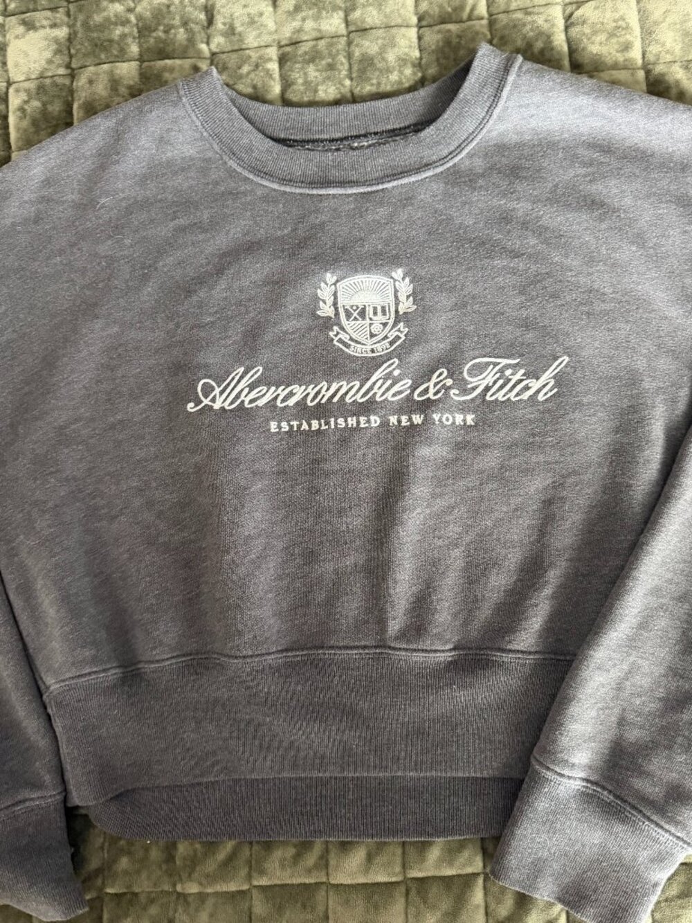 Abercrombie & Fitch Soft Cropped Crewneck Sweatshirt Gray Size S